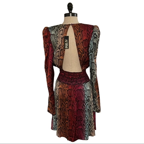 AFRM Violaine Long Sleeve Dress In Snake Ombre - Picture 5 of 7